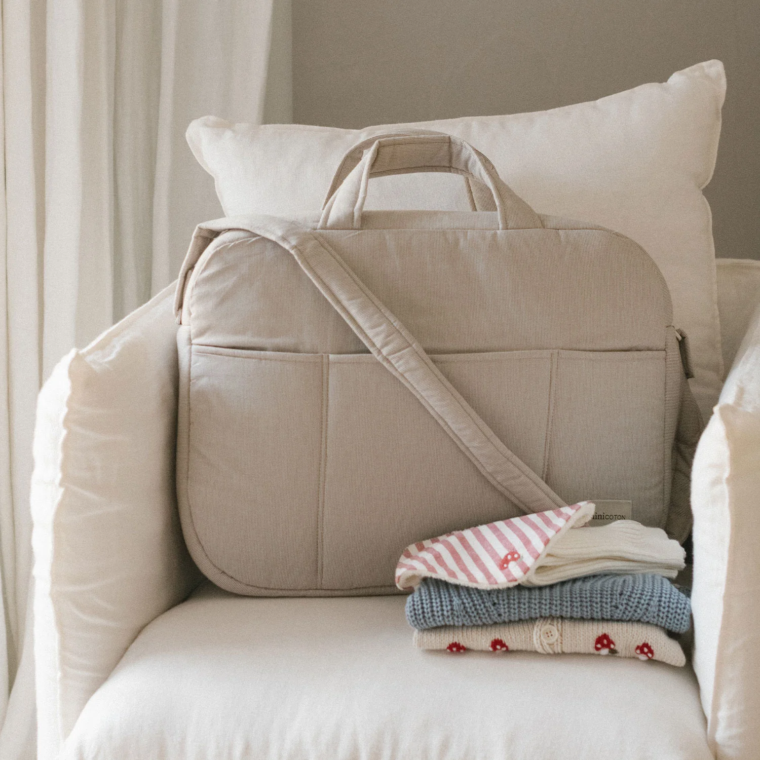 Bolsa Maternidad Beige Stripes - Image 2