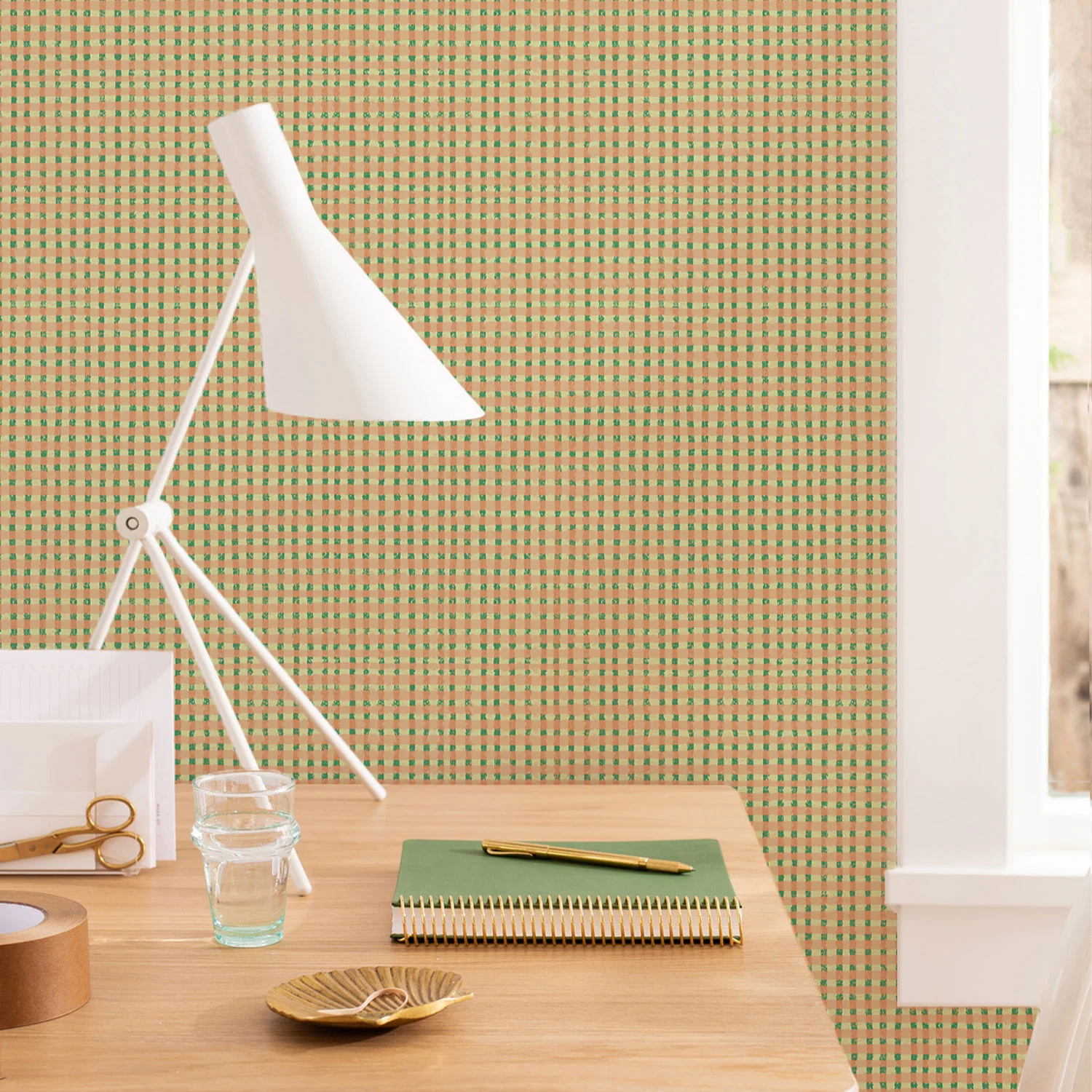 Wallpaper A Carreaux Beige - Image 2